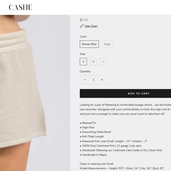 Cashe 100% Cashmere Drawstring Ida Shorts - Picture 7 of 11
